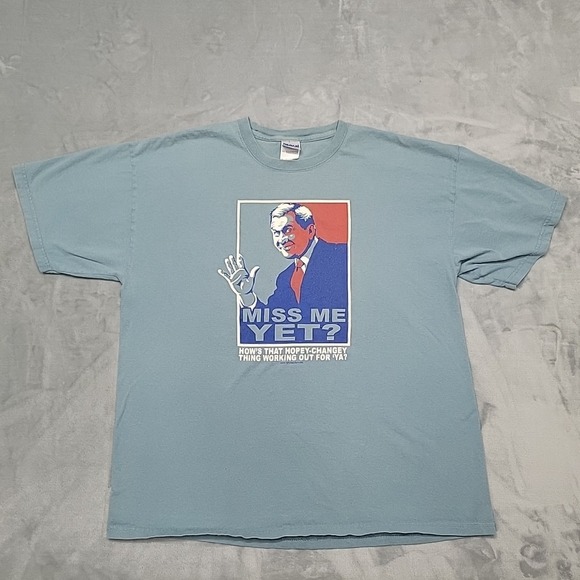 Gildan Other - VTG Political Graphic Tee Shirt Mens Extra Large Blue George W Bush Miss Me Yet